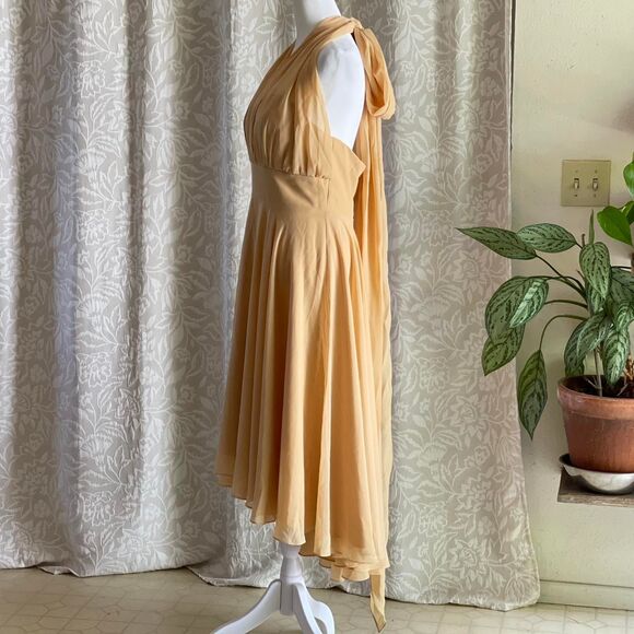 NWT JJ's House Yellow Gold 50s Style Chiffon Convertible Cocktail Dress Size 8 - Picture 4 of 8